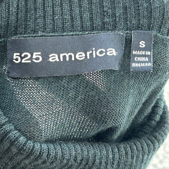 525 America Women's Wool Tunic Sweater Size S Green Turtleneck Longline - Picture 3 of 6